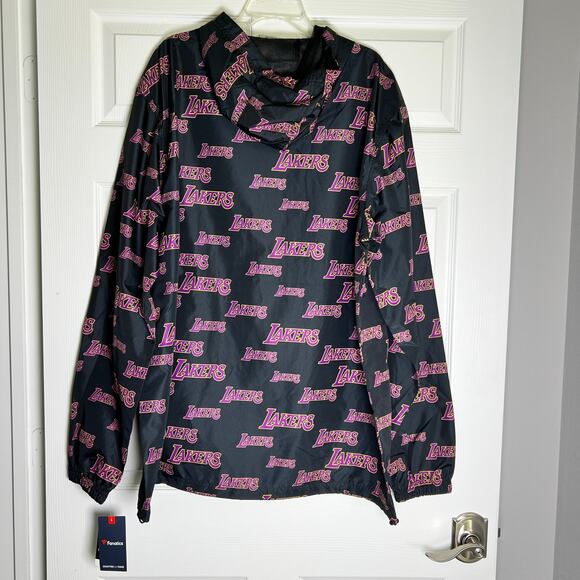 Fanatics Los Angeles Lakers All-Over Print Half Zip Hoodie Anorak Jacket XLT NWT - Picture 3 of 9